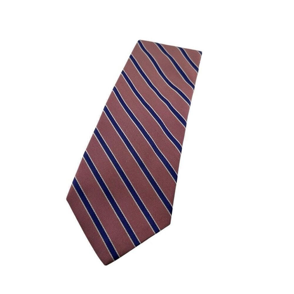Lands' End Silk Blend Necktie Red White and Blue Striped Tie